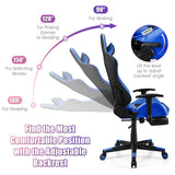 NNECW Adjustable Gaming Chair with Health Massager Lumbar Support-Blue
