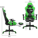 NNECW Adjustable Gaming Chair with Health Massager Lumbar Support-Green