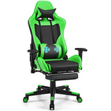 NNECW Adjustable Gaming Chair with Health Massager Lumbar Support-Green