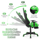 NNECW Adjustable Gaming Chair with Health Massager Lumbar Support-Green