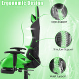 NNECW Adjustable Gaming Chair with Health Massager Lumbar Support-Green