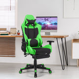NNECW Adjustable Gaming Chair with Health Massager Lumbar Support-Green