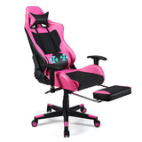 NNECW Adjustable Gaming Chair with Health Massager Lumbar Support-Pink