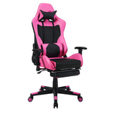 NNECW Adjustable Gaming Chair with Health Massager Lumbar Support-Pink