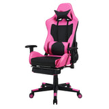 NNECW Adjustable Gaming Chair with Health Massager Lumbar Support-Pink