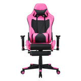 NNECW Adjustable Gaming Chair with Health Massager Lumbar Support-Pink