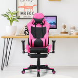 NNECW Adjustable Gaming Chair with Health Massager Lumbar Support-Pink