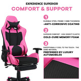 NNECW Adjustable Gaming Chair with Health Massager Lumbar Support-Pink