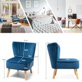 NNECW Velvet Accent Chair with Solid Rubber Wood Legs for Dining Room Blue