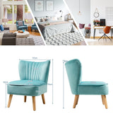 NNECW Velvet Accent Chair with Solid Rubber Wood Legs for Dining Room Green