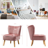 NNECW Velvet Accent Chair with Solid Rubber Wood Legs for Dining Room Pink