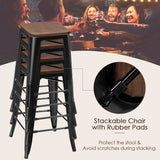 NNECW Set of 4 Metal Bar Stool with Solid Iron Legs for Dining Room