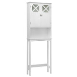 NNECW 3-Tier Tall Free Standing Space Saver Shelf Tower with 2 Tempered Glass Doors for Bathroom