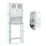 NNECW 3-Tier Tall Free Standing Space Saver Shelf Tower with 2 Tempered Glass Doors for Bathroom