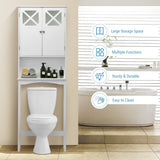 NNECW 3-Tier Tall Free Standing Space Saver Shelf Tower with 2 Tempered Glass Doors for Bathroom