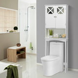 NNECW 3-Tier Tall Free Standing Space Saver Shelf Tower with 2 Tempered Glass Doors for Bathroom
