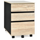 NNECW 3-Drawer Mobile File Cabinet with Anti-tilt Design for Home & Office