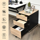 NNECW 3-Drawer Mobile File Cabinet with Anti-tilt Design for Home & Office