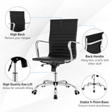 NNECW 360 Swivel PU Leather Office Chair with High Back &amp Armrests for Home &amp Office-Black
