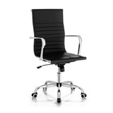 NNECW 360 Swivel PU Leather Office Chair with High Back &amp Armrests for Home &amp Office-Black