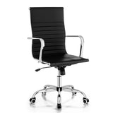 NNECW 360 Swivel PU Leather Office Chair with High Back &amp Armrests for Home &amp Office-Black