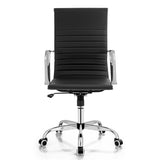 NNECW 360 Swivel PU Leather Office Chair with High Back &amp Armrests for Home &amp Office-Black