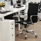 NNECW 360 Swivel PU Leather Office Chair with High Back &amp Armrests for Home &amp Office-Black