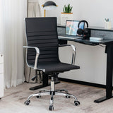 NNECW 360 Swivel PU Leather Office Chair with High Back &amp Armrests for Home &amp Office-Black