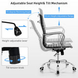 NNECW 360 Swivel PU Leather Office Chair with High Back &amp Armrests for Home &amp Office-Black