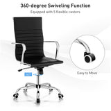 NNECW 360 Swivel PU Leather Office Chair with High Back &amp Armrests for Home &amp Office-Black