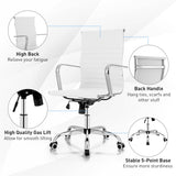 NNECW 360 Swivel PU Leather Office Chair with High Back &amp Armrests for Home &amp Office-White