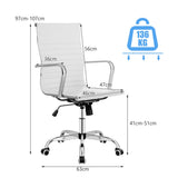 NNECW 360 Swivel PU Leather Office Chair with High Back &amp Armrests for Home &amp Office-White