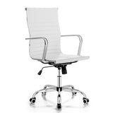 NNECW 360 Swivel PU Leather Office Chair with High Back &amp Armrests for Home &amp Office-White