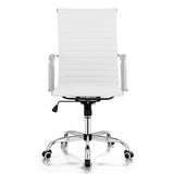 NNECW 360 Swivel PU Leather Office Chair with High Back &amp Armrests for Home &amp Office-White