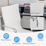 NNECW 360 Swivel PU Leather Office Chair with High Back &amp Armrests for Home &amp Office-White