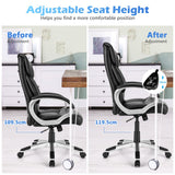 NNECW Height Adjustable Leather Executive Chair with Padded Armrest for Office