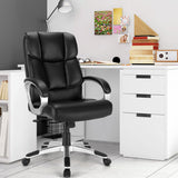 NNECW Height Adjustable Leather Executive Chair with Padded Armrest for Office