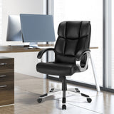 NNECW Height Adjustable Leather Executive Chair with Padded Armrest for Office
