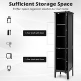 NNECW 5-Tier Bathroom High Cabinet with 2 Shelves with Doors