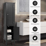 NNECW 5-Tier Bathroom High Cabinet with 2 Shelves with Doors