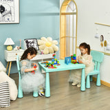 NNECW 3 Pieces Kids Table Set with 2 Chairs for Reading-Green