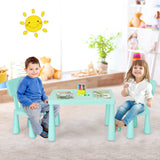 NNECW 3 Pieces Kids Table Set with 2 Chairs for Reading-Green
