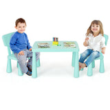 NNECW 3 Pieces Kids Table Set with 2 Chairs for Reading-Green