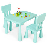 NNECW 3 Pieces Kids Table Set with 2 Chairs for Reading-Green