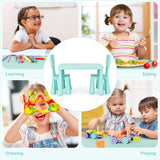 NNECW 3 Pieces Kids Table Set with 2 Chairs for Reading-Green