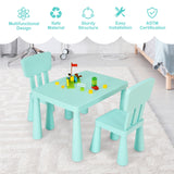 NNECW 3 Pieces Kids Table Set with 2 Chairs for Reading-Green