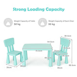 NNECW 3 Pieces Kids Table Set with 2 Chairs for Reading-Green