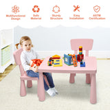 NNECW 3 Pieces Kids Table Set with 2 Chairs for Reading-Pink