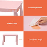 NNECW 3 Pieces Kids Table Set with 2 Chairs for Reading-Pink
