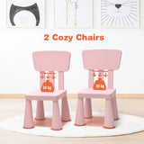 NNECW 3 Pieces Kids Table Set with 2 Chairs for Reading-Pink